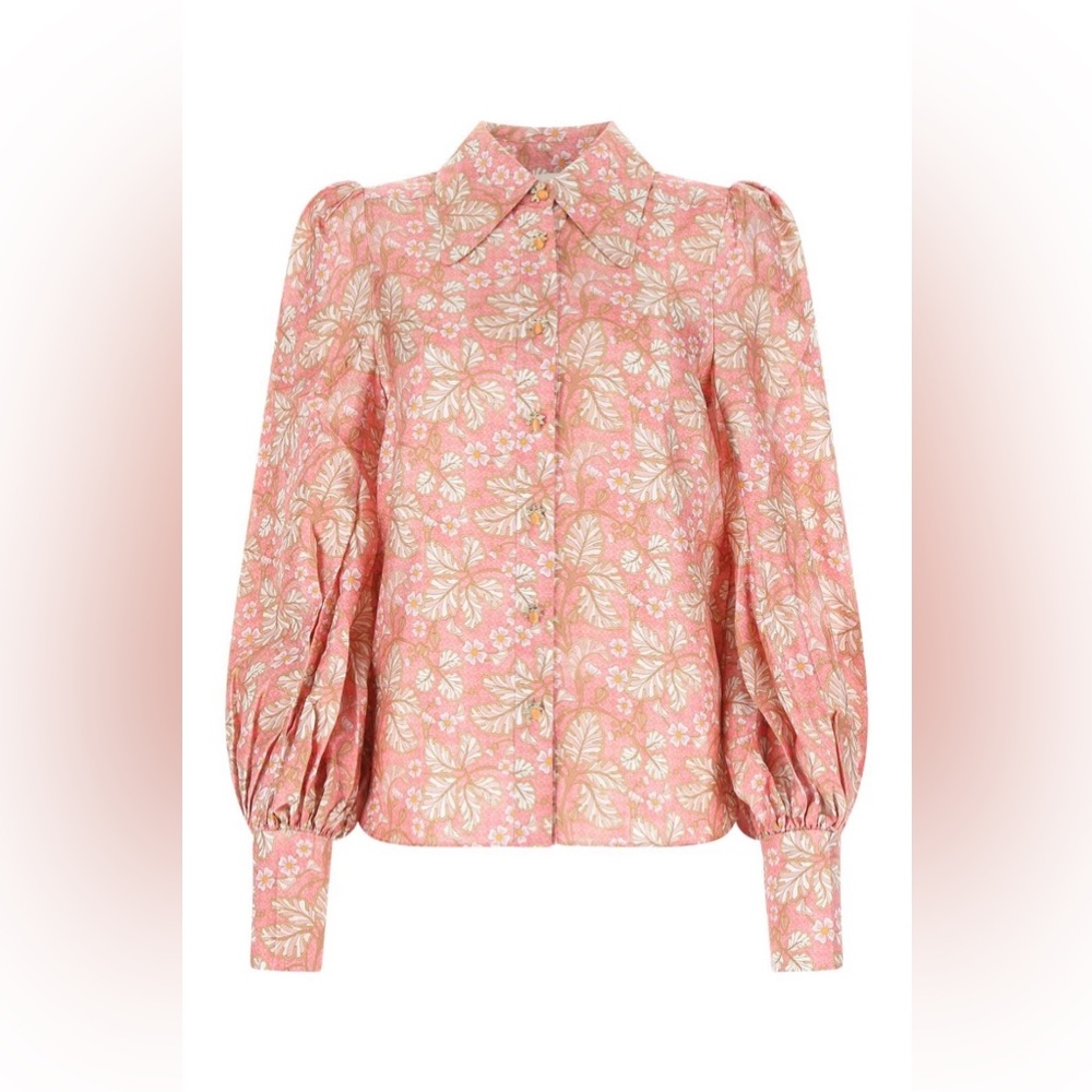 NWT $595 Zimmermann Flower Print Buttoned-Up Shirt Blouse